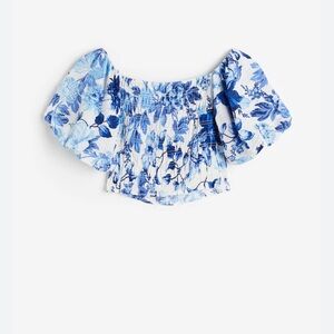 Floral Blue Off-Shoulder Top